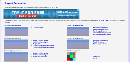 5カラムまでレイアウトのスタイルシートが気軽に作成できる「Layout Generators」
