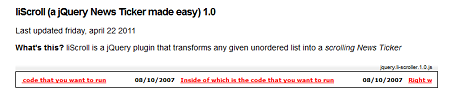 jQueryによるニュースティッカー「liScroll」