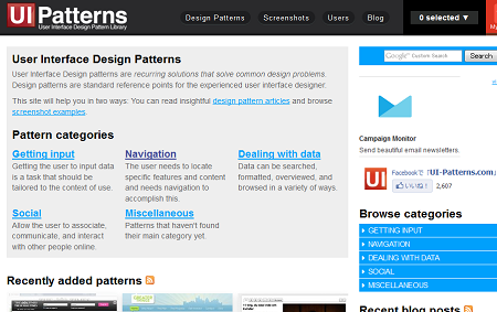 サイトのUIを考える時に参考になる「UI-Patterns.com」