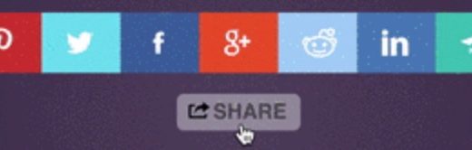 ポップアップするシェアボタンの jQuery