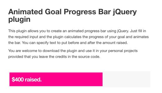 アニメーションするプログレスバー「Animated Goal Progress Bar jQuery plugin」